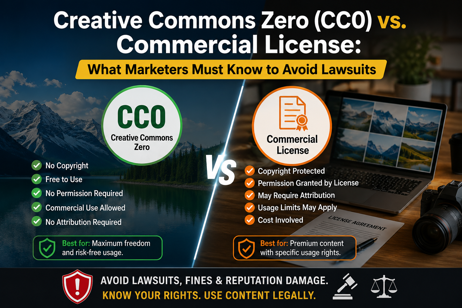 Creative Commons Zero (CC0) vs. Commercial License: What Marketers Must Know to Avoid Lawsuits