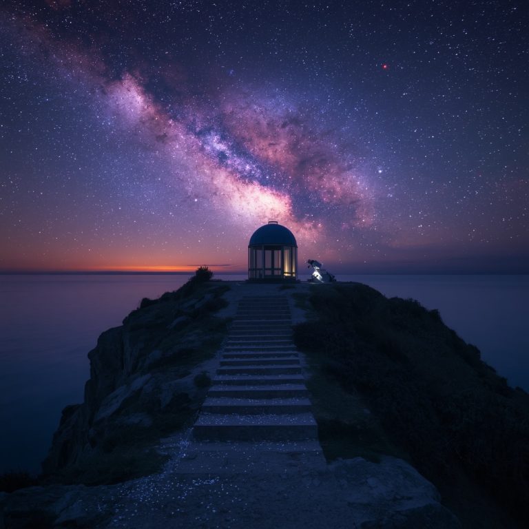 The Celestial Coastal Observatory: Download Free Royalty-Free Captionless Image for Blogs & Digital Wallpapers